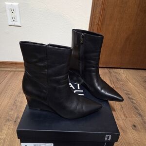 Naturalizer. Women's Black Heeled Leather Boots